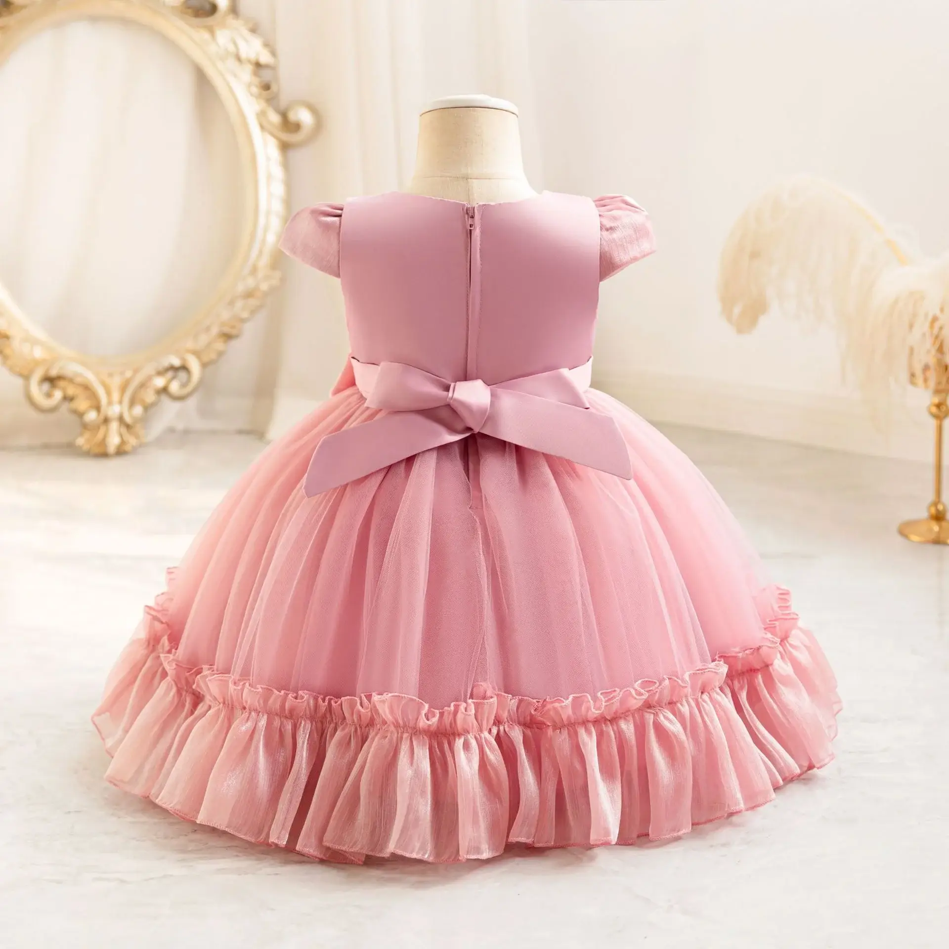 Children's Mesh Bow Tutu Dress Cream — feature 8