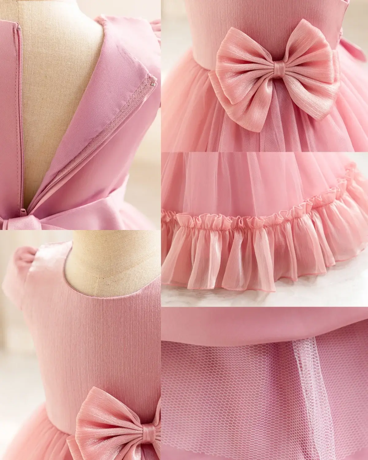 Children's Mesh Bow Tutu Dress Cream — feature 9