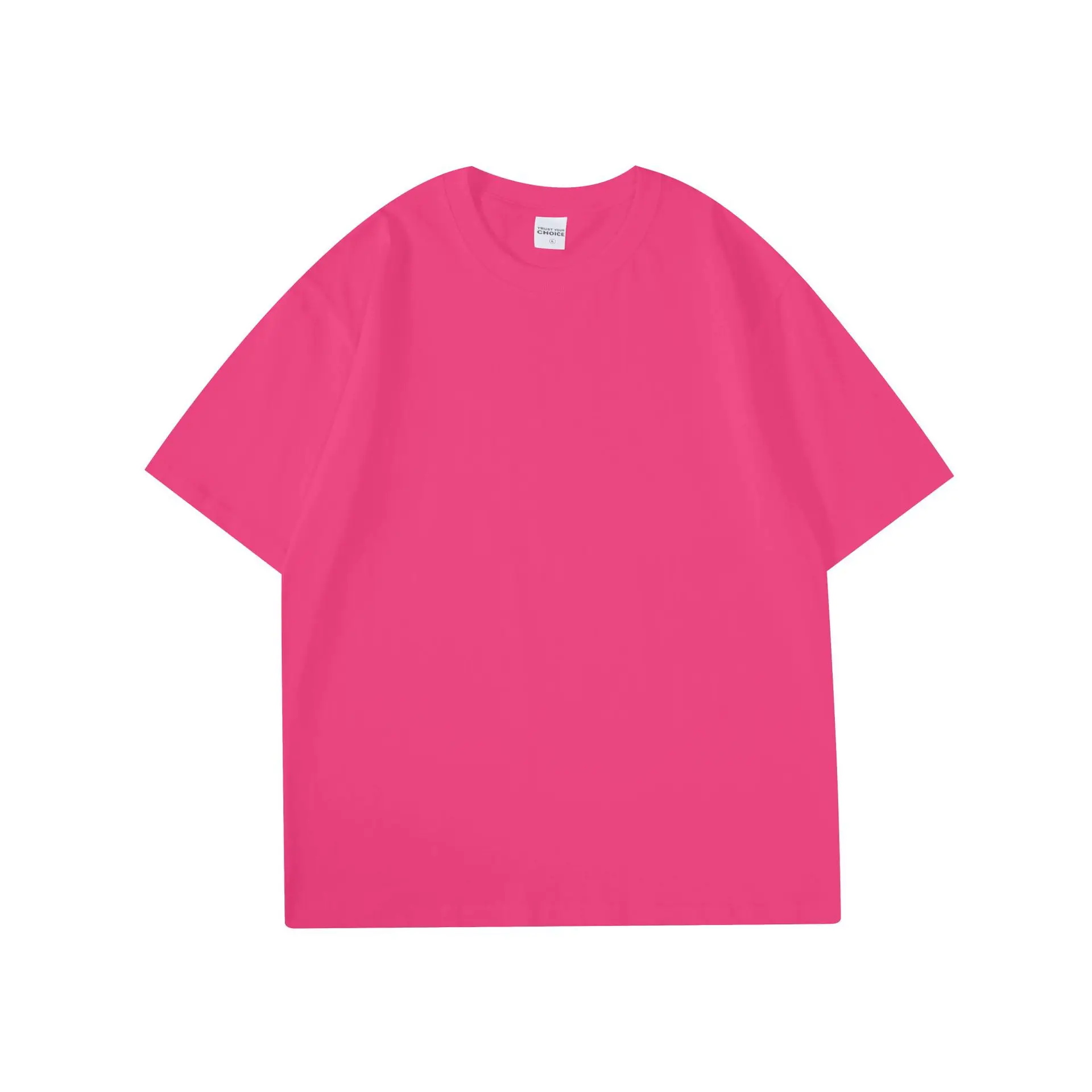 Pure Cotton Loose T-Shirt Pink Large Off-Shoulder - Image 12