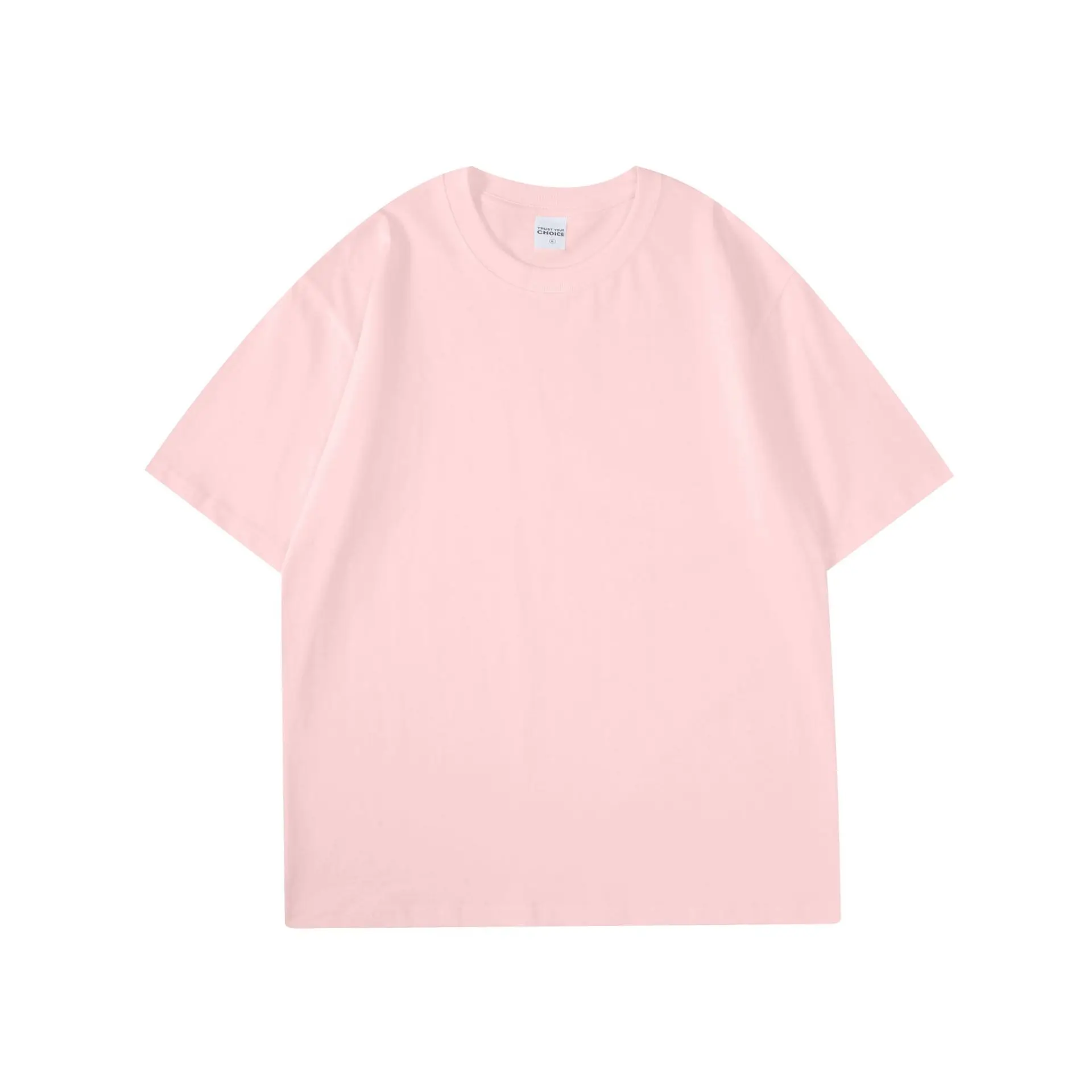 Pure Cotton Loose T-Shirt Pink Large Off-Shoulder - Image 5