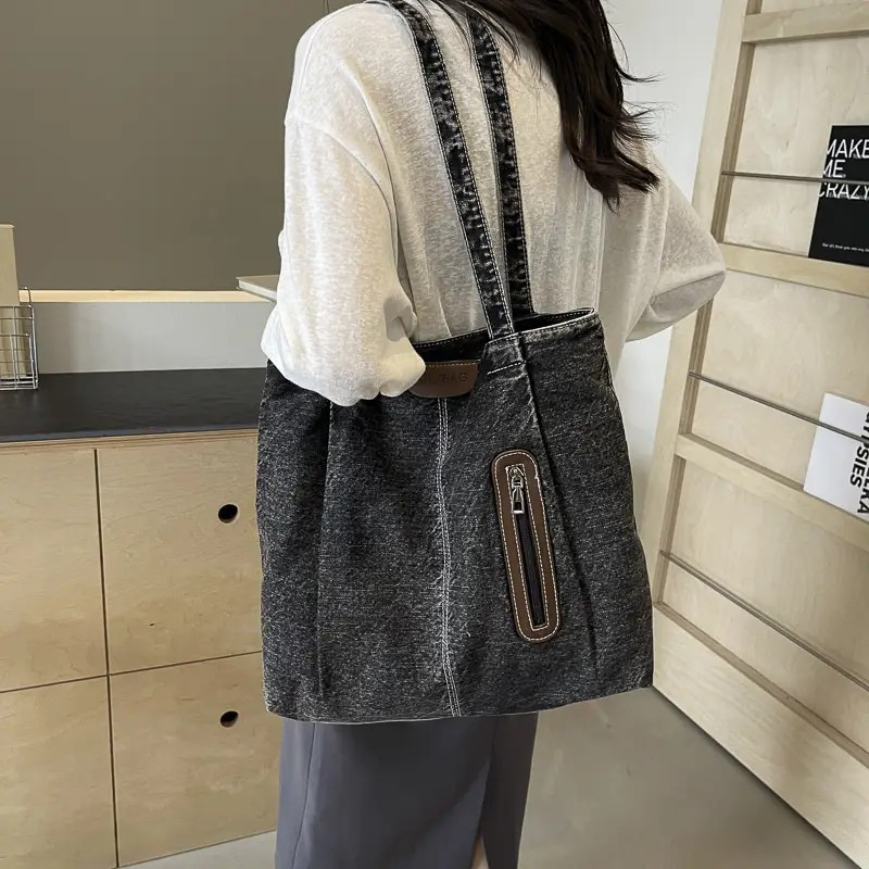 Women Canvas Tote Bag Dark Gray 2026 New - Image 7