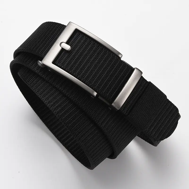 Men's Gold Nylon Belt with Black Buckle - Image 14