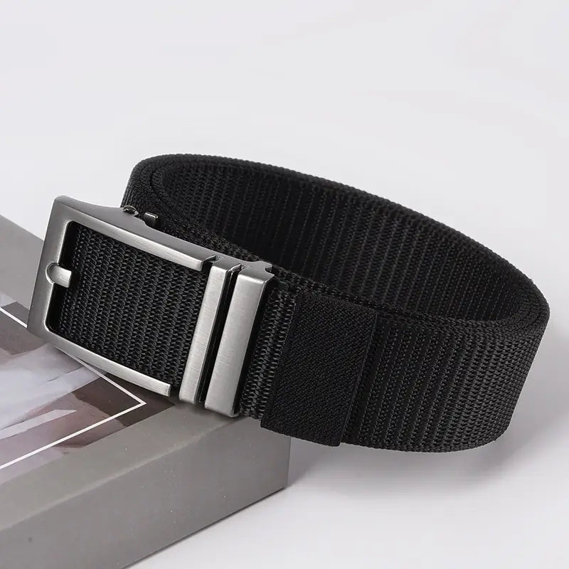 Men's Gold Nylon Belt with Black Buckle - Image 15