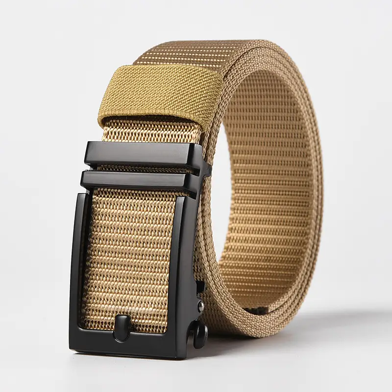 Men's Gold Nylon Belt with Black Buckle - Image 11