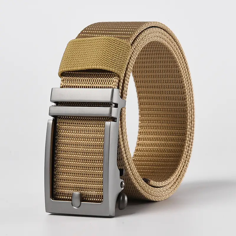 Men's Gold Nylon Belt with Black Buckle - Image 5