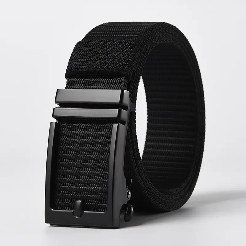 Men's Gold Nylon Belt with Black Buckle - Image 7