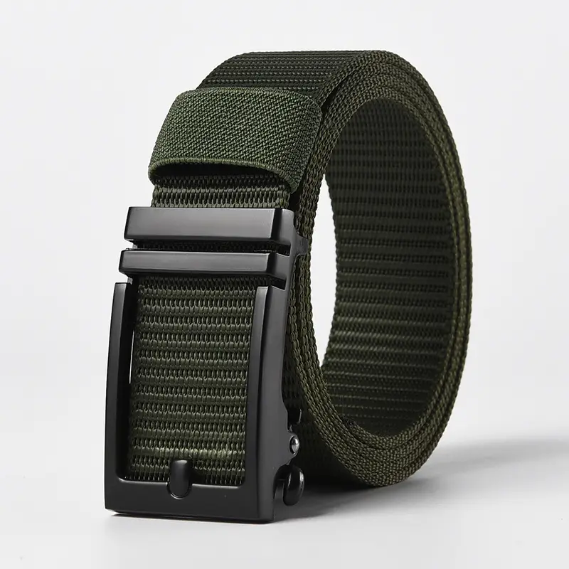 Men's Gold Nylon Belt with Black Buckle - Image 9