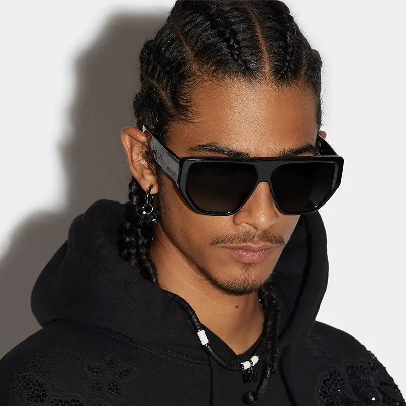 Men's White Square Sunglasses with Dark Lenses - Image 7