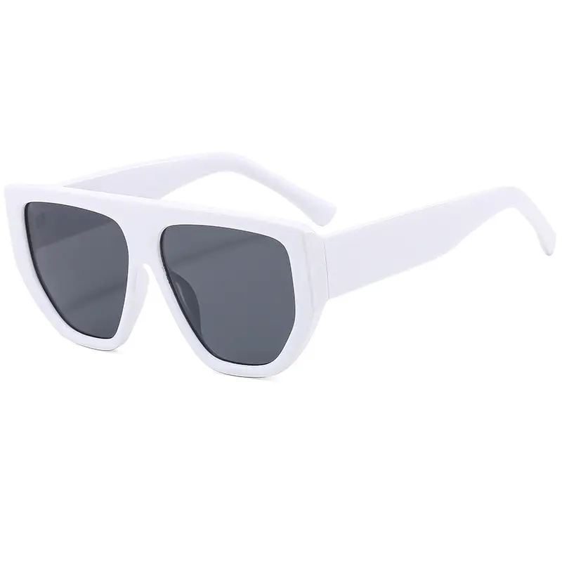 Men's White Square Sunglasses with Dark Lenses - Image 2