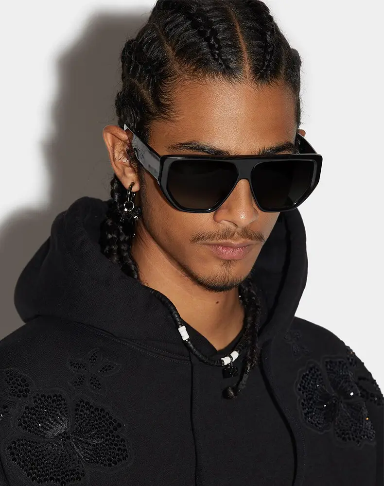 Men's White Square Sunglasses with Dark Lenses — feature 1