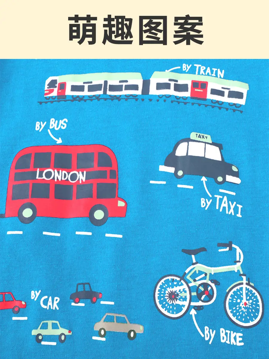 2025 Boys Cotton Long Sleeve T-Shirt Blue Travel London Print - Image 5