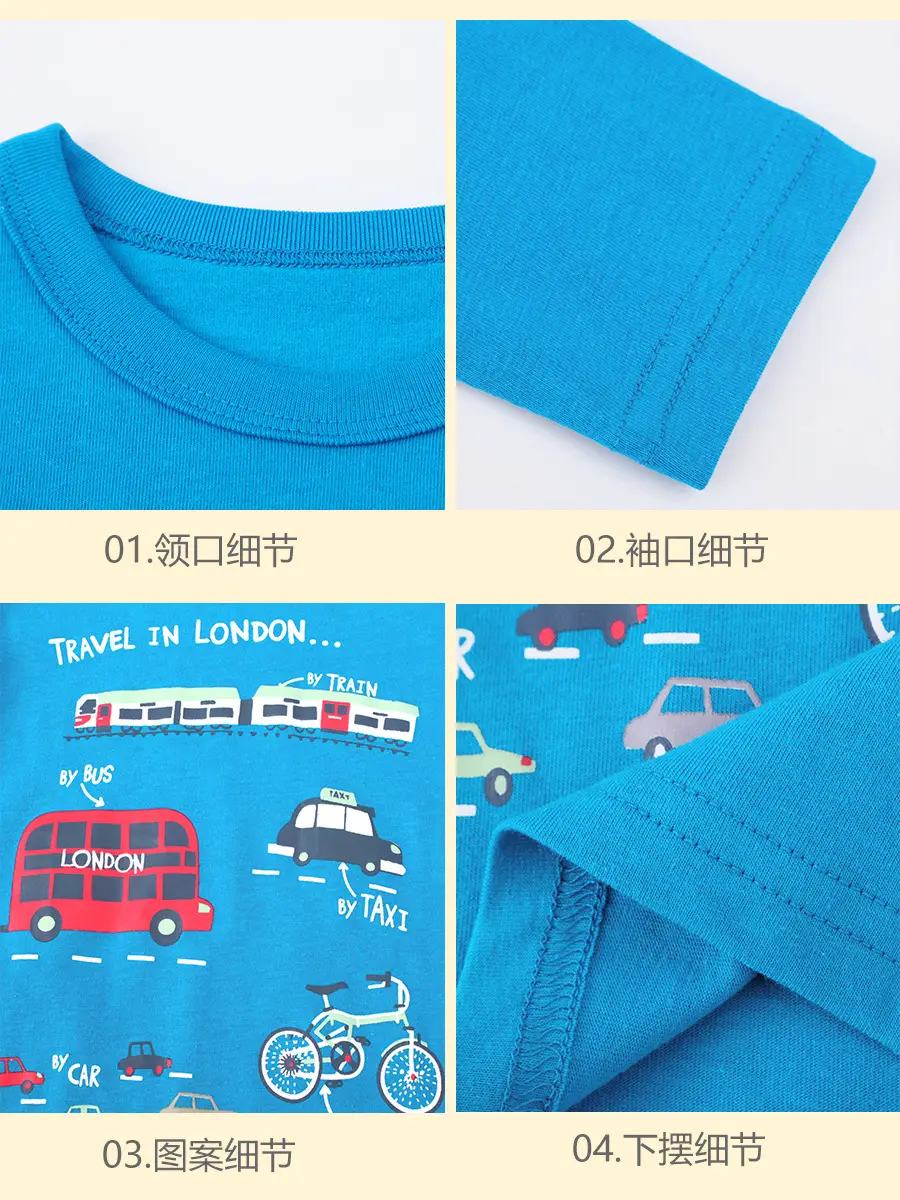 2025 Boys Cotton Long Sleeve T-Shirt Blue Travel London Print - Image 6