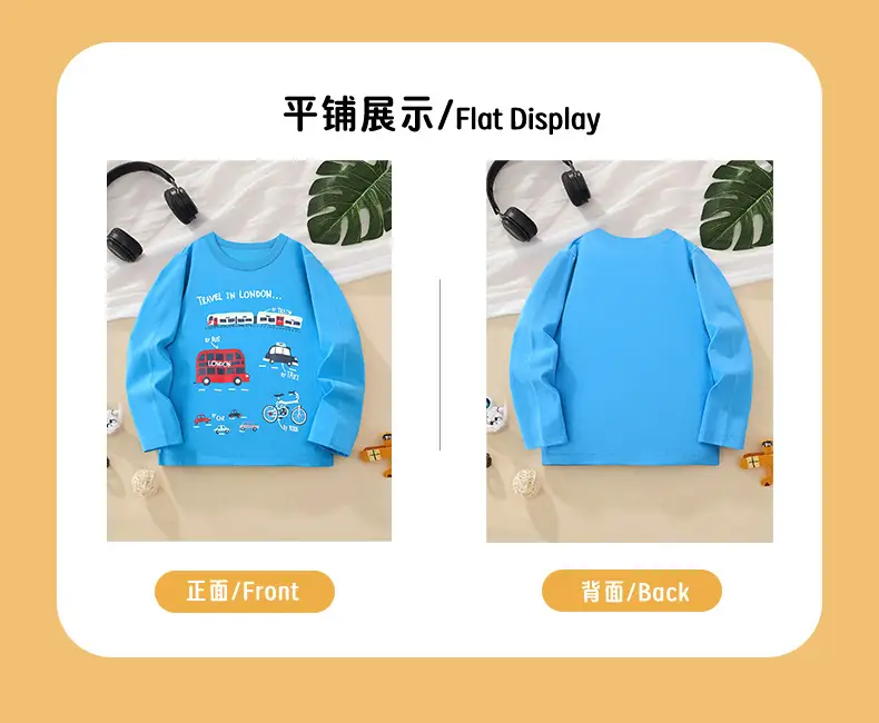 2025 Boys Cotton Long Sleeve T-Shirt Blue Travel London Print — feature 6