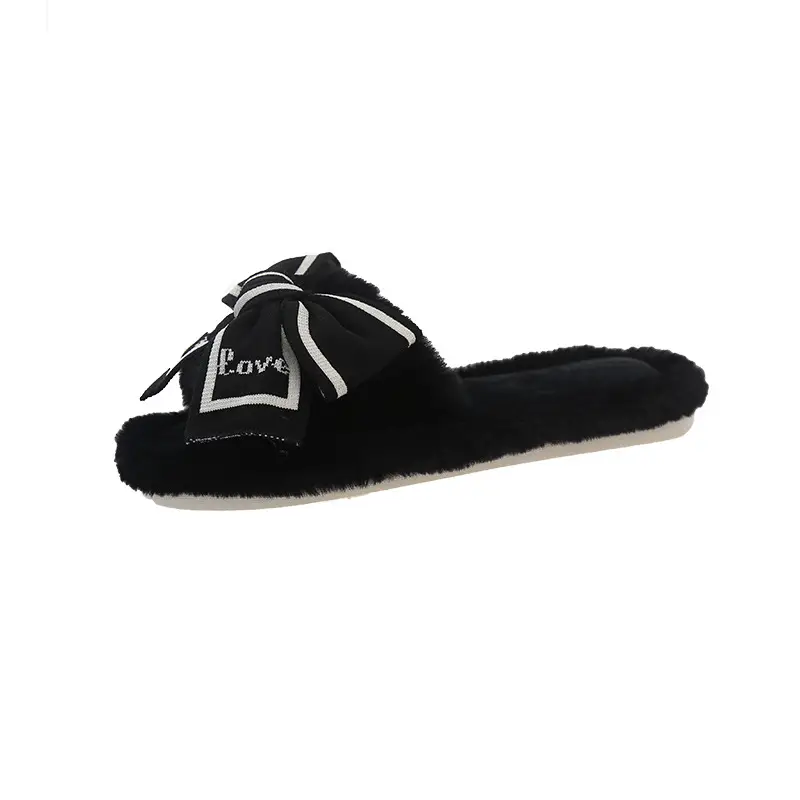 Cross-border foreign trade new LOVE bow Mao Mao slippers women's autumn and winter fashion home warm floor cotton slippers