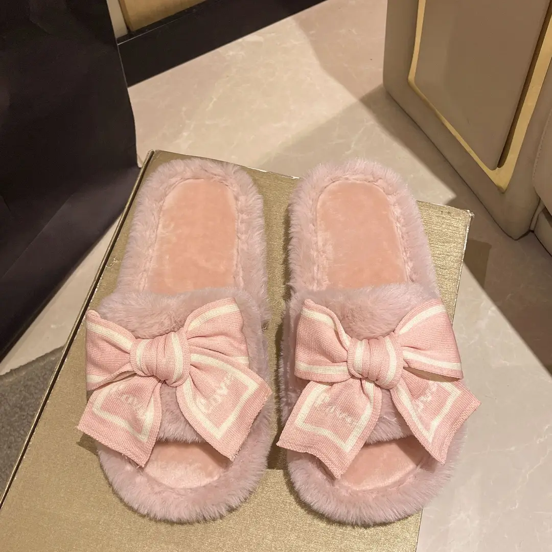 Cross-border foreign trade new LOVE bow Mao Mao slippers women's autumn and winter fashion home warm floor cotton slippers