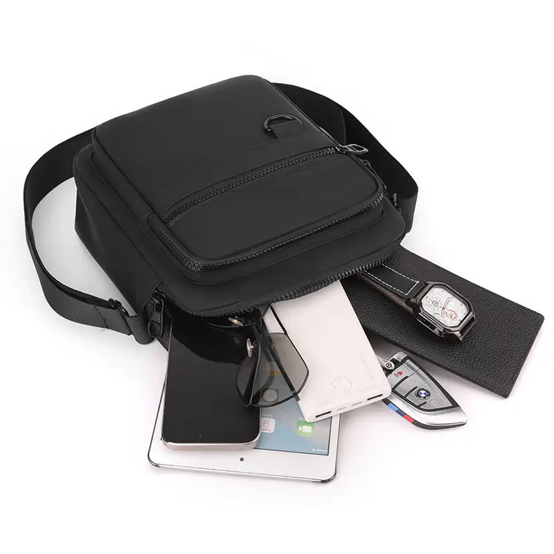 Men's Black Messenger Bag Office Travel Lightweight - Image 6