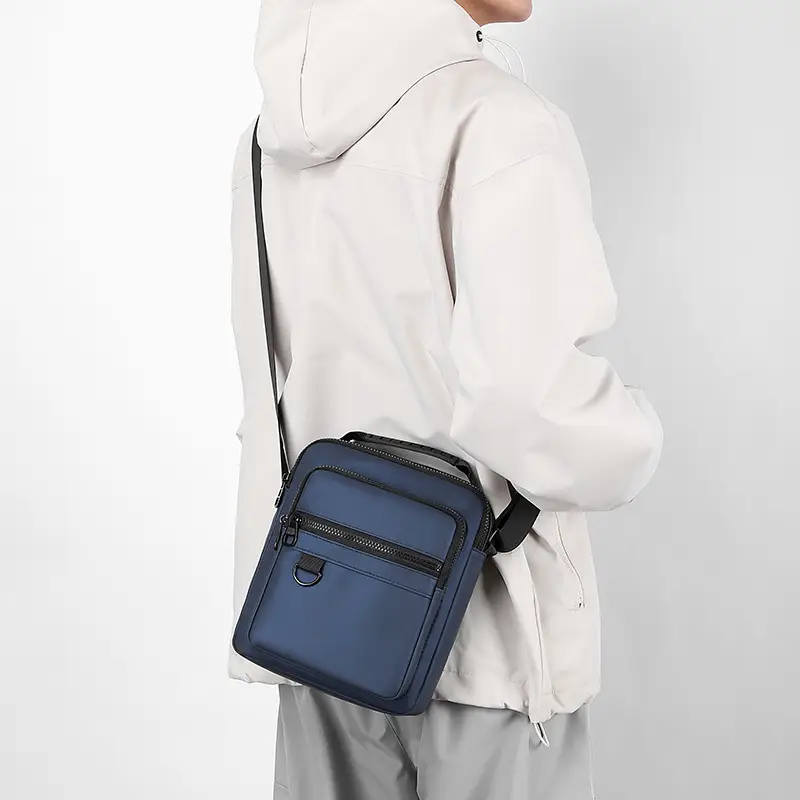 Men's Black Messenger Bag Office Travel Lightweight - Image 8
