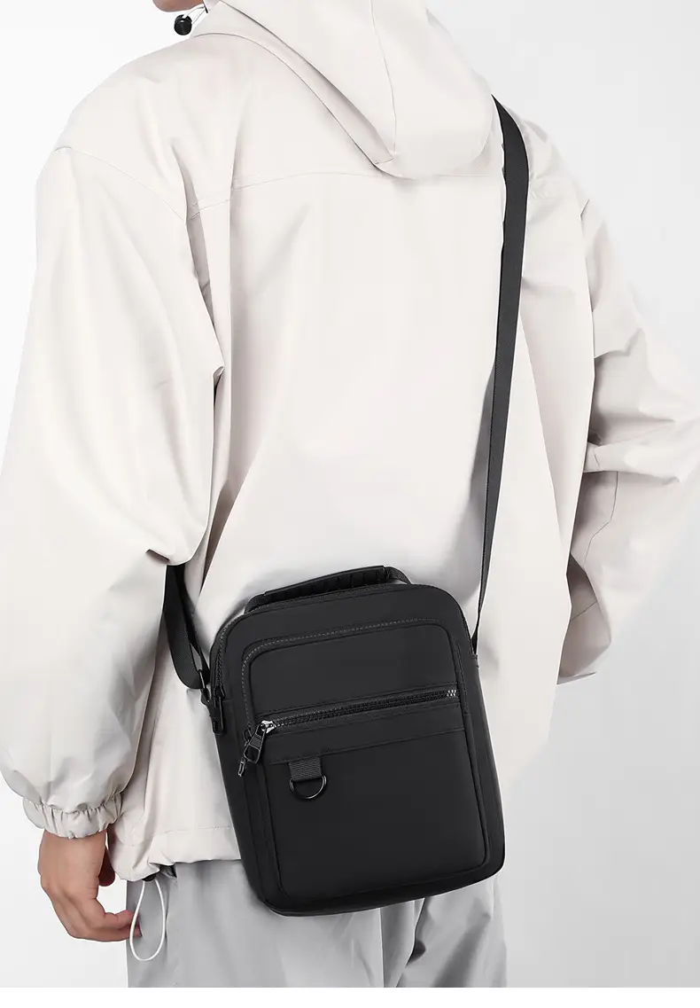 Men's Black Messenger Bag Office Travel Lightweight — feature 11