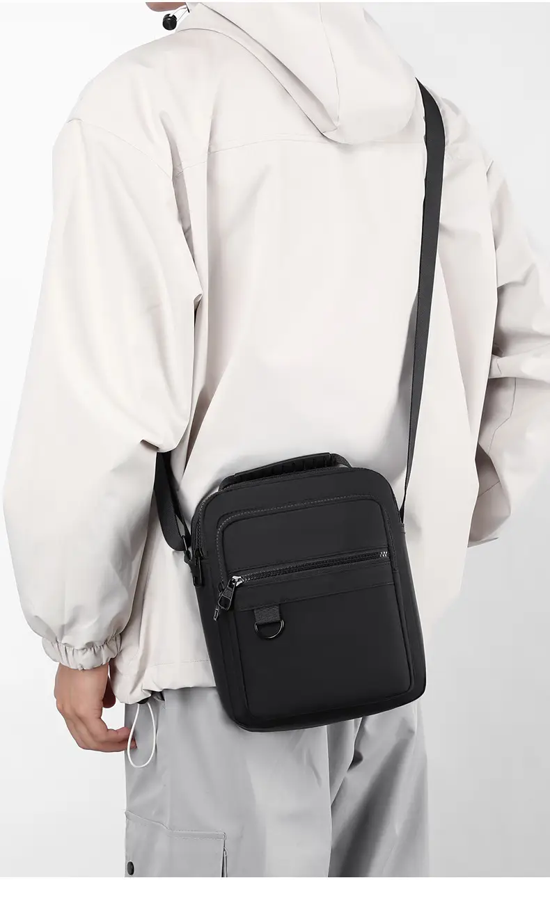 Men's Black Messenger Bag Office Travel Lightweight — feature 14