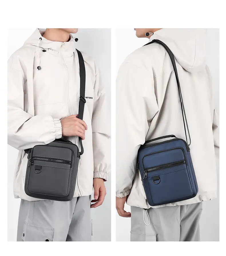 Men's Black Messenger Bag Office Travel Lightweight — feature 15