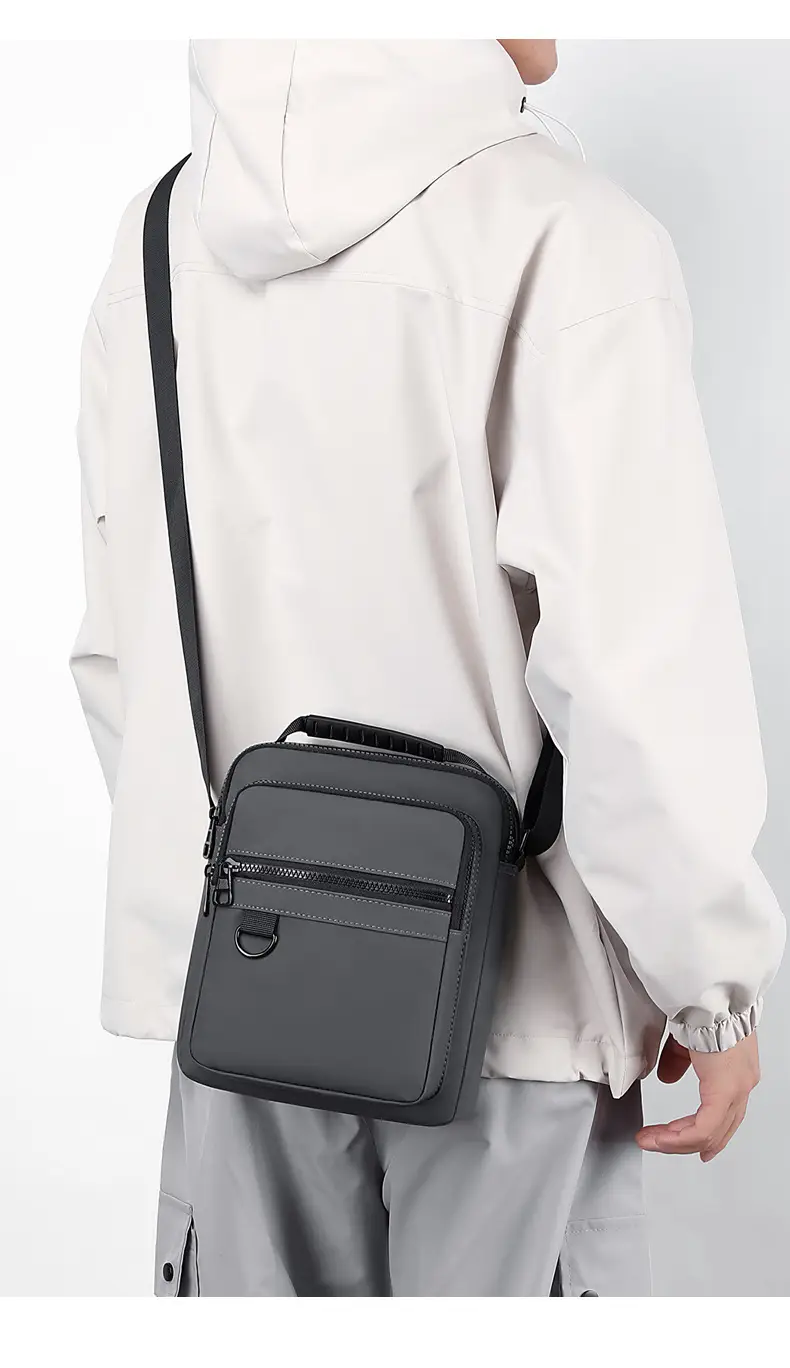 Men's Black Messenger Bag Office Travel Lightweight — feature 18