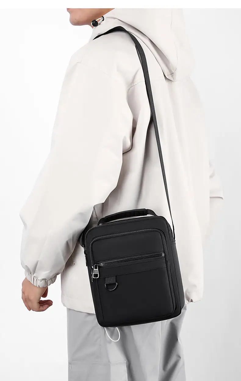 Men's Black Messenger Bag Office Travel Lightweight — feature 19