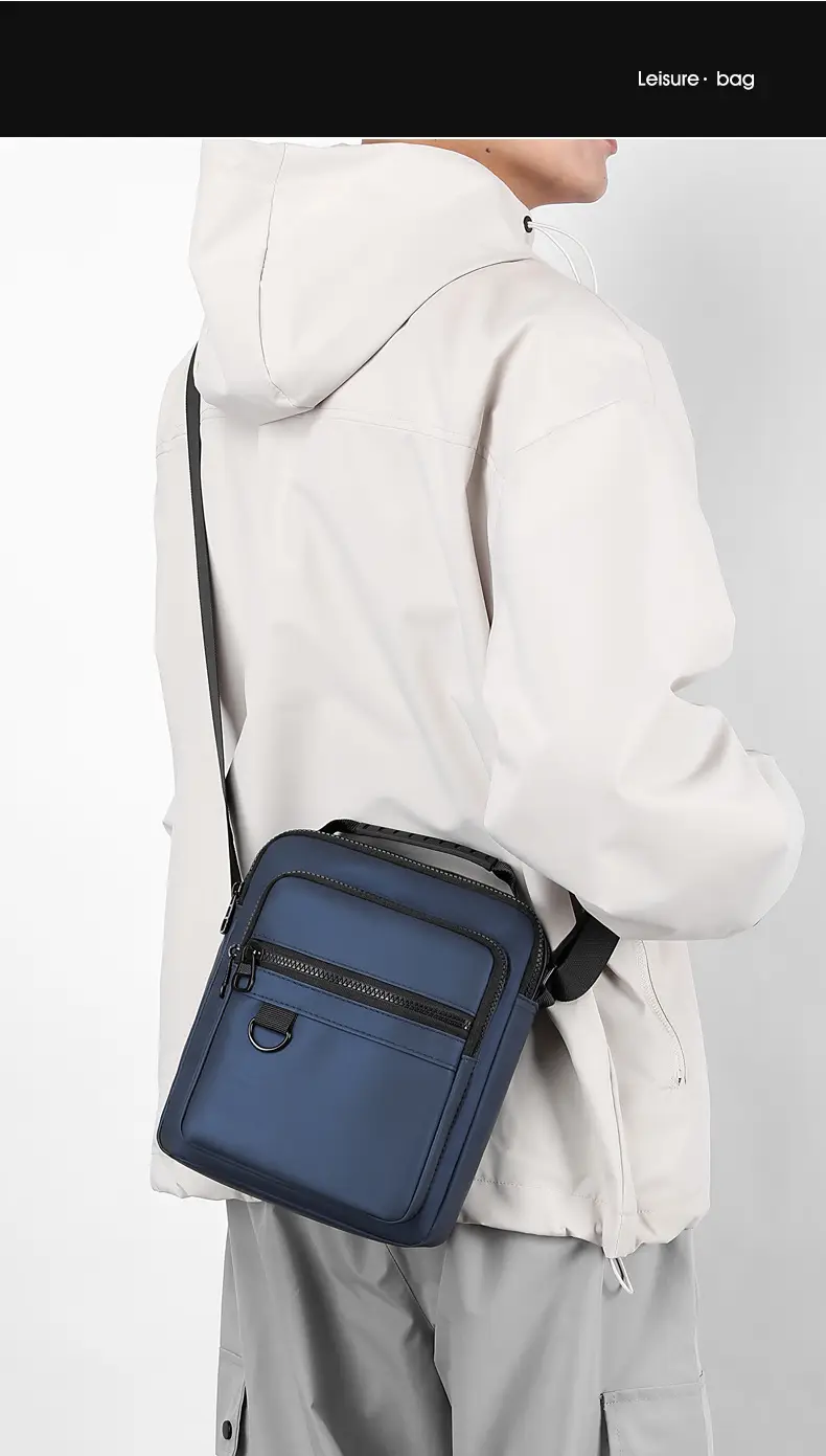 Men's Black Messenger Bag Office Travel Lightweight — feature 2