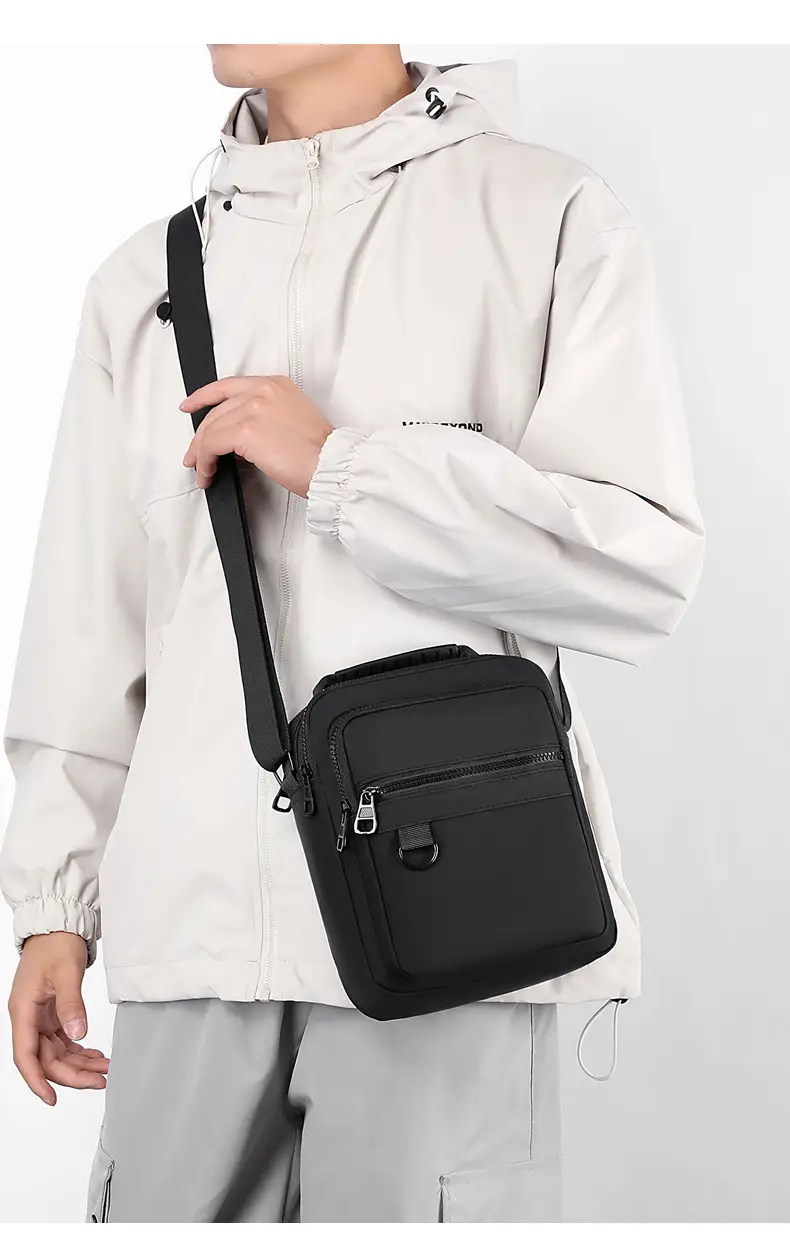Men's Black Messenger Bag Office Travel Lightweight — feature 20