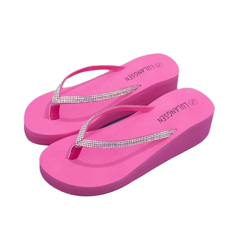 Summer Cross-border Internet Celebrous New Beach Colored Diamond High-end Sense Platform Thick Bottom Clip Flip-flops for Women - Image 8