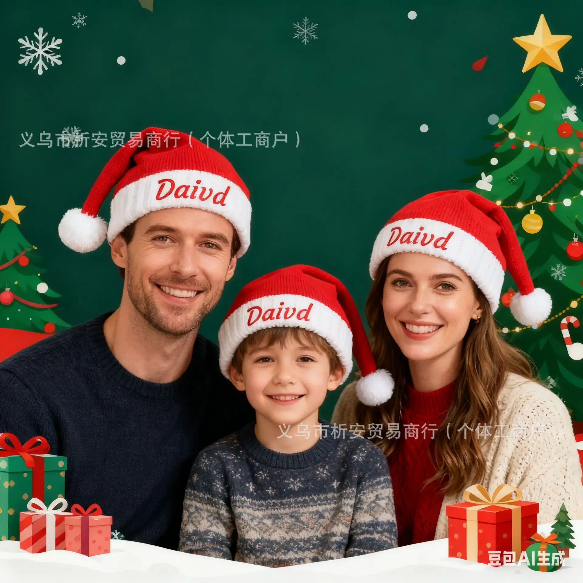 Christmas Santa Hats with Cross-border Embroidery Custom Name - Image 4