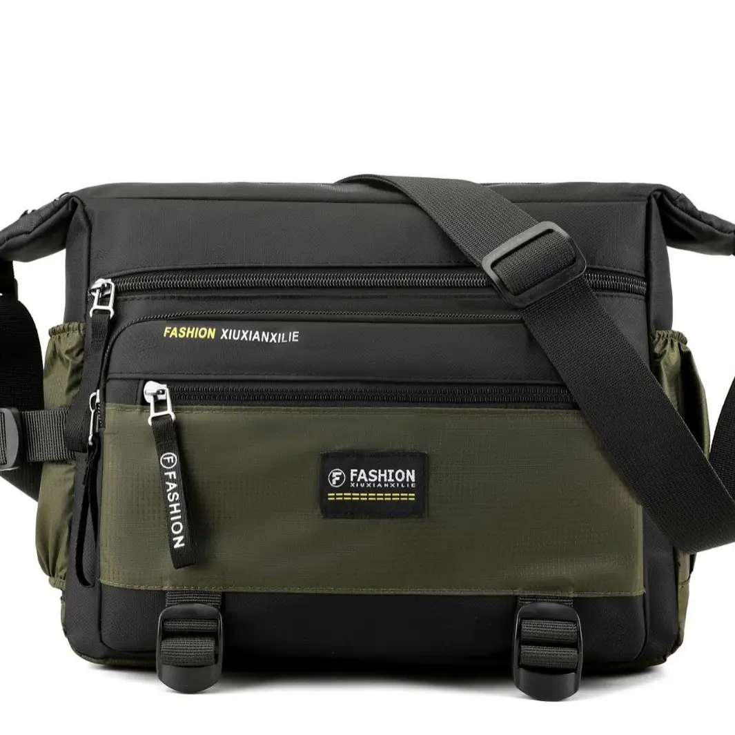 Men's Waterproof Oxford Crossbody Bag Black Large Capacity - Image 9
