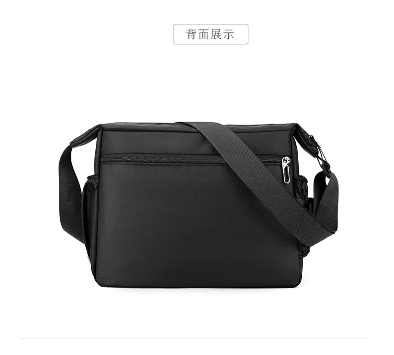 Men's Waterproof Oxford Crossbody Bag Black Large Capacity — feature 24