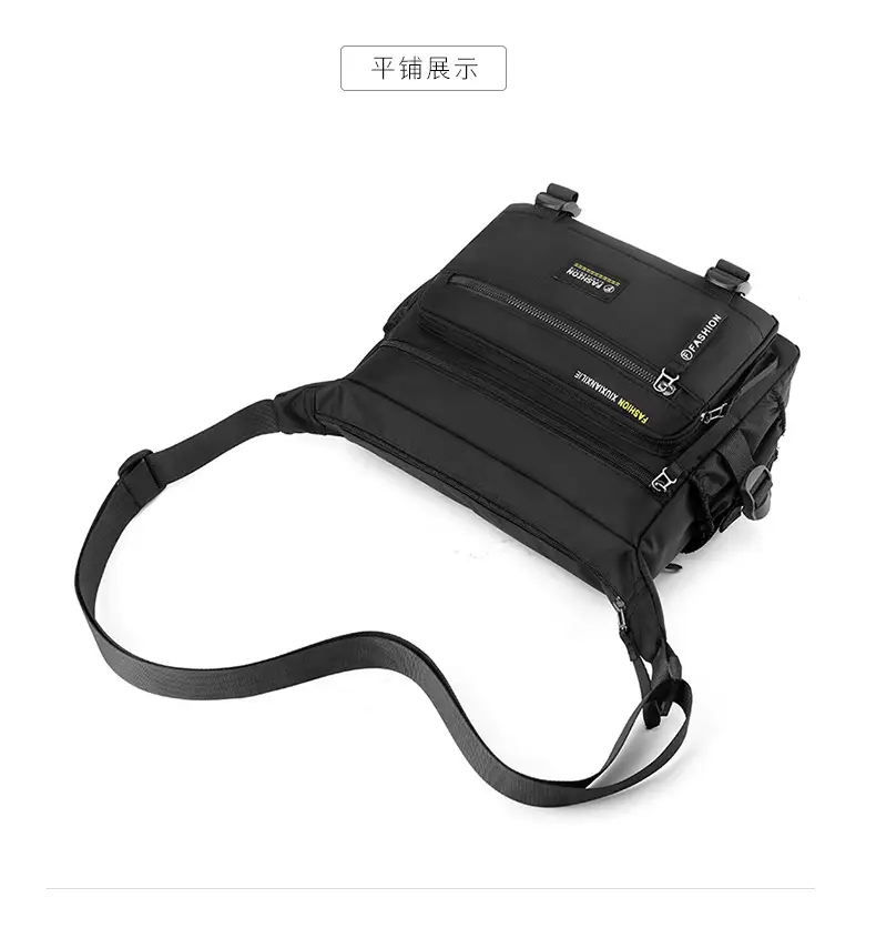 Men's Waterproof Oxford Crossbody Bag Black Large Capacity — feature 26