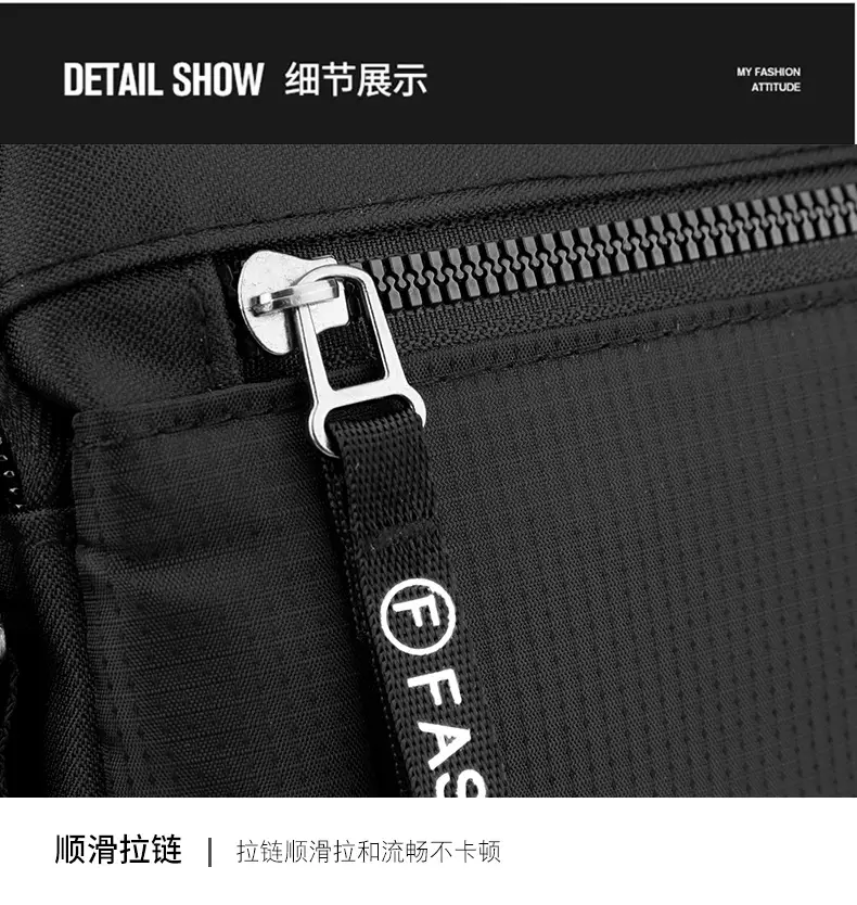 Men's Waterproof Oxford Crossbody Bag Black Large Capacity — feature 27
