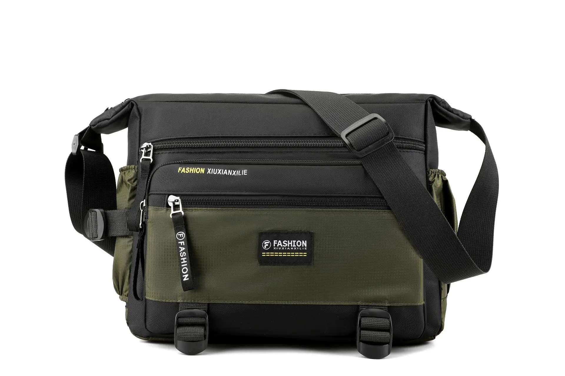 Men's Waterproof Oxford Crossbody Bag Black Large Capacity - Image 2