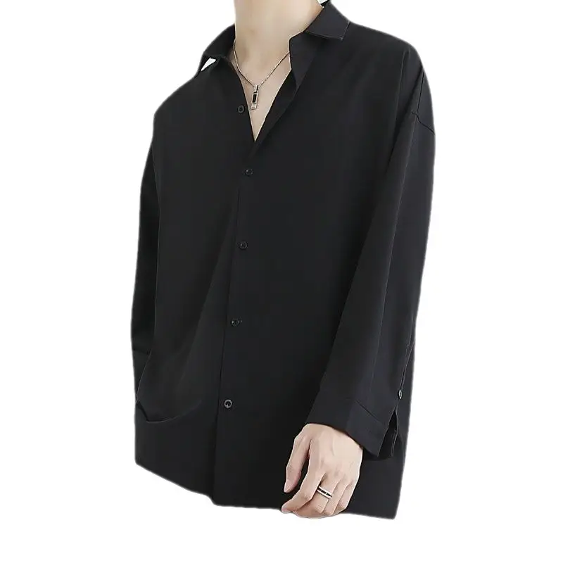 Men's Grey Button-Down Shirt Long Sleeve Slim Fit - Image 8