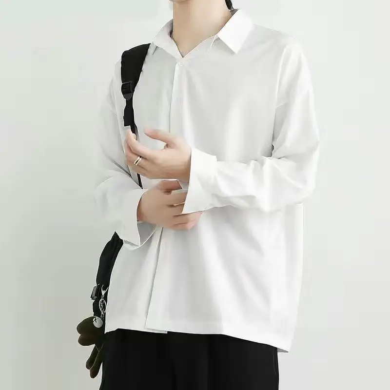 Men's Grey Button-Down Shirt Long Sleeve Slim Fit - Image 2