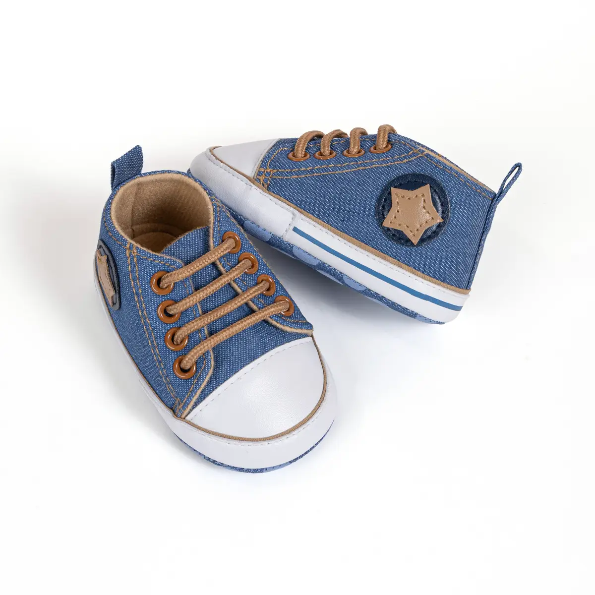 Blue Canvas Toddler Shoes with Star Pattern