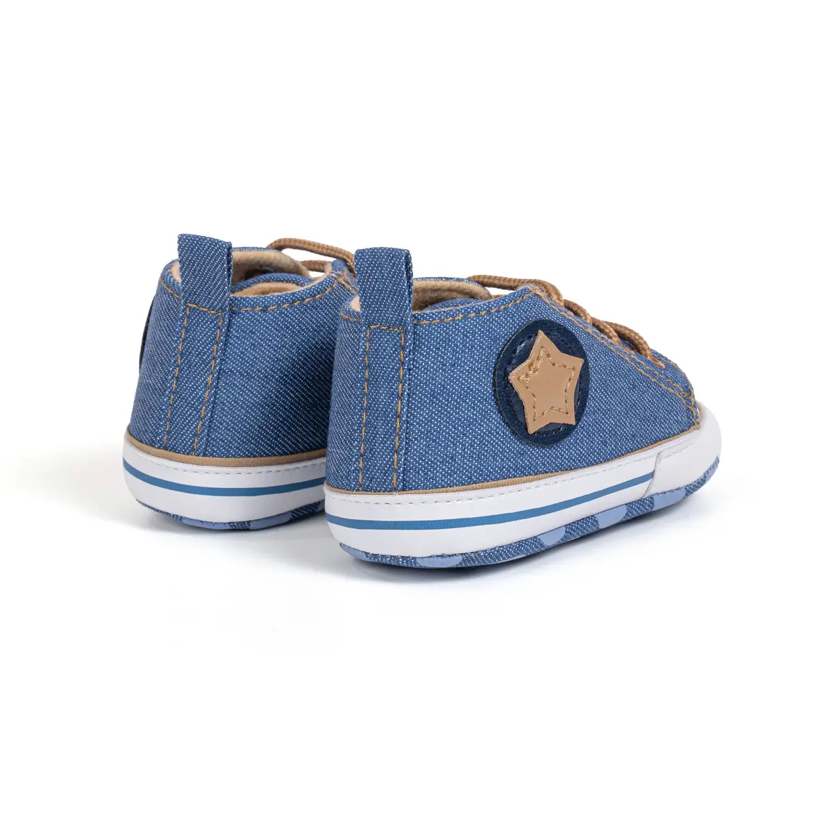 Blue Canvas Toddler Shoes with Star Pattern