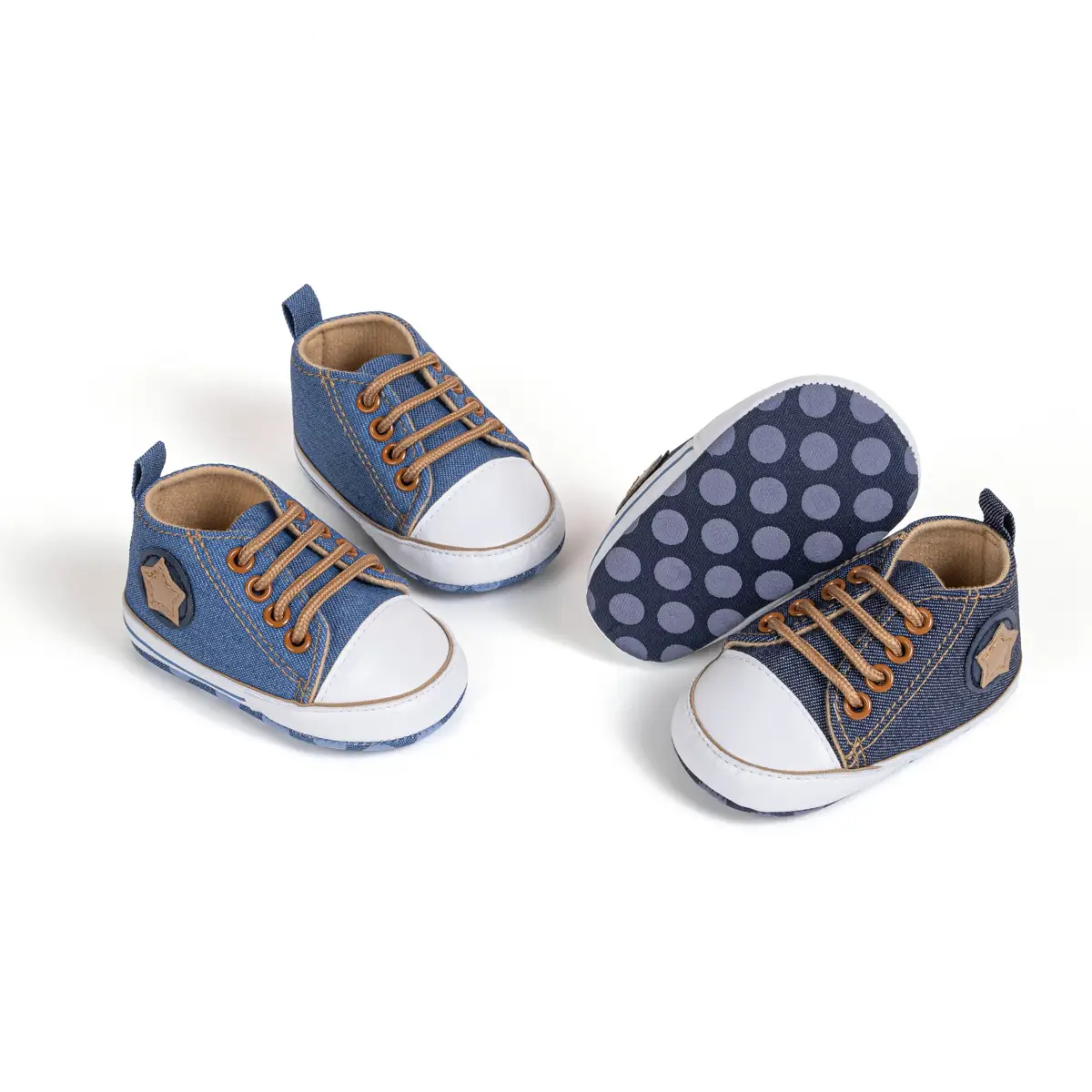Blue Canvas Toddler Shoes with Star Pattern