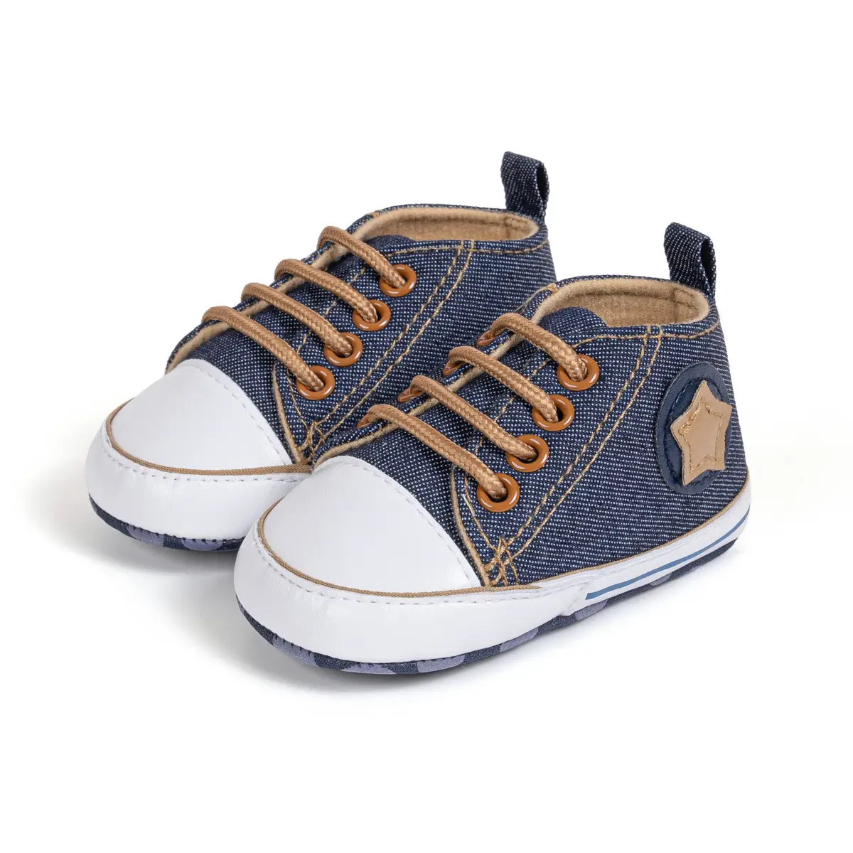 Blue Canvas Toddler Shoes with Star Pattern