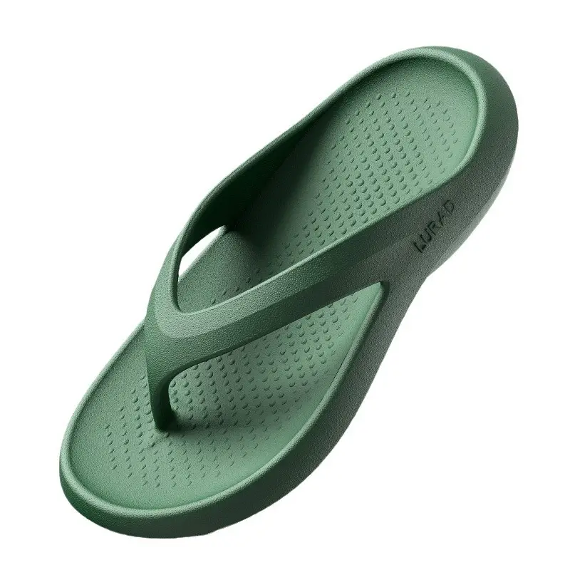 Men's Green Rubber Flip Flops 2024 Summer Outdoor Wear