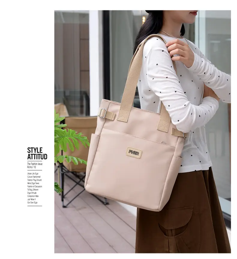 Women's Red Nylon Tote Bag 2024 Summer Large Capacity — feature 14