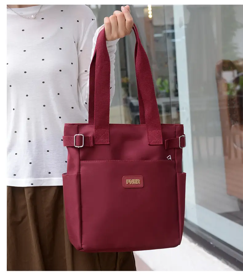 Women's Red Nylon Tote Bag 2024 Summer Large Capacity — feature 16