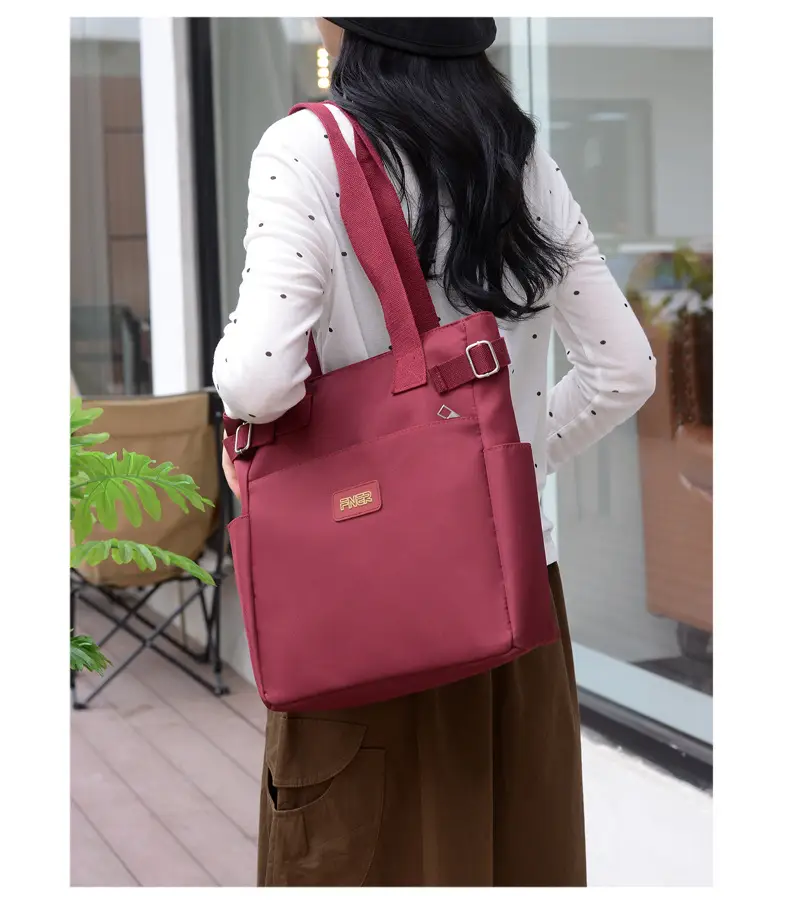 Women's Red Nylon Tote Bag 2024 Summer Large Capacity — feature 17