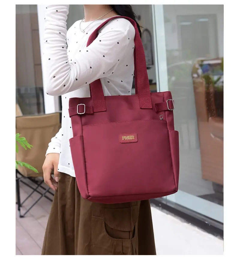 Women's Red Nylon Tote Bag 2024 Summer Large Capacity — feature 18