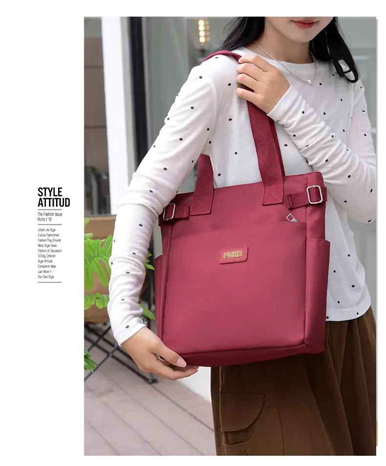 Women's Red Nylon Tote Bag 2024 Summer Large Capacity — feature 19