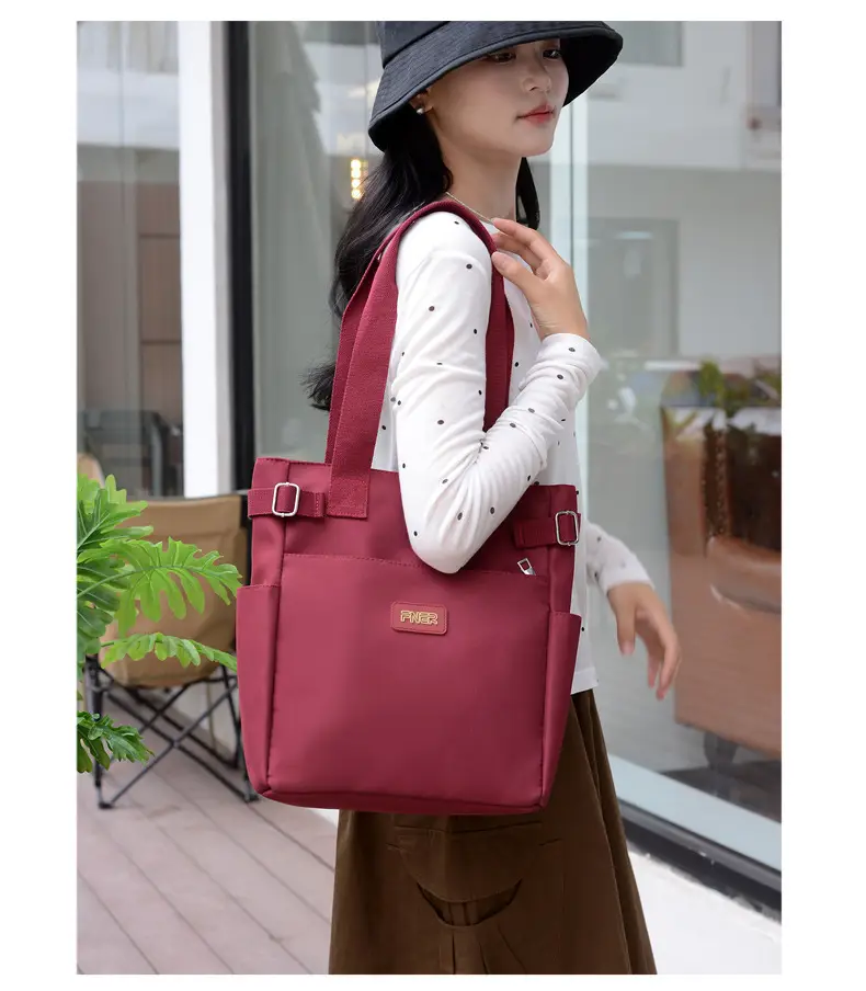 Women's Red Nylon Tote Bag 2024 Summer Large Capacity — feature 20