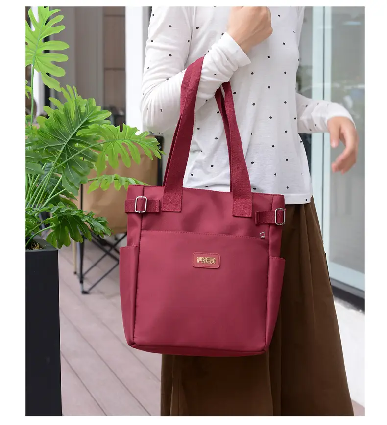 Women's Red Nylon Tote Bag 2024 Summer Large Capacity — feature 21