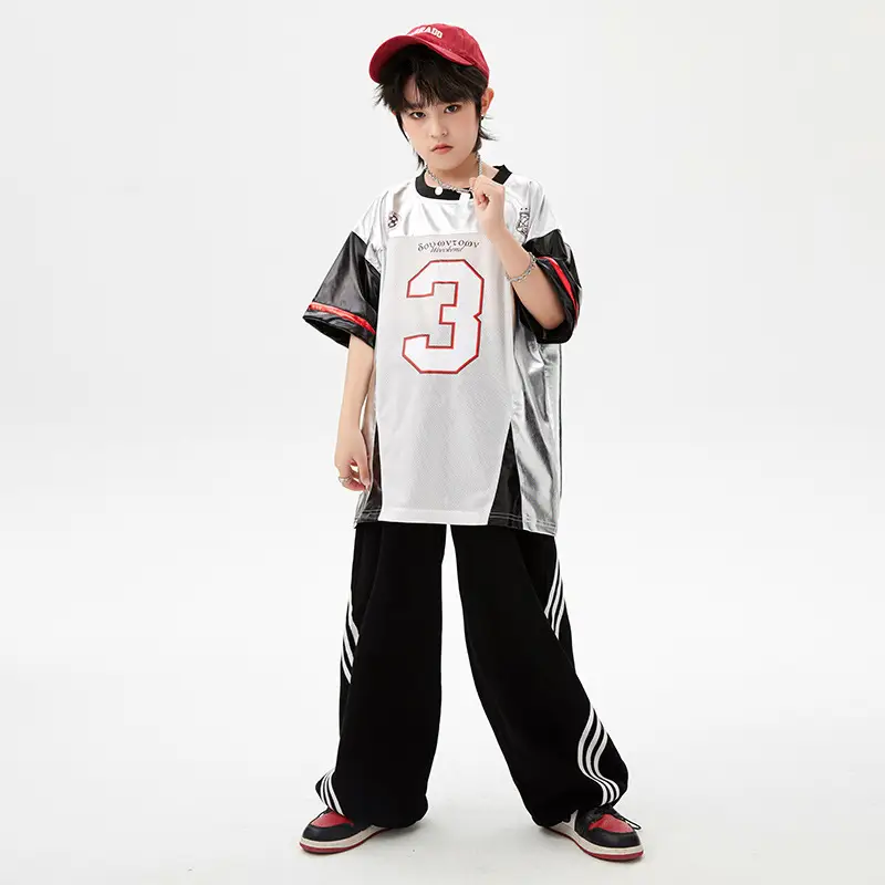 Hip-Hop Boys Suit White Black Red 3 Number - Image 11